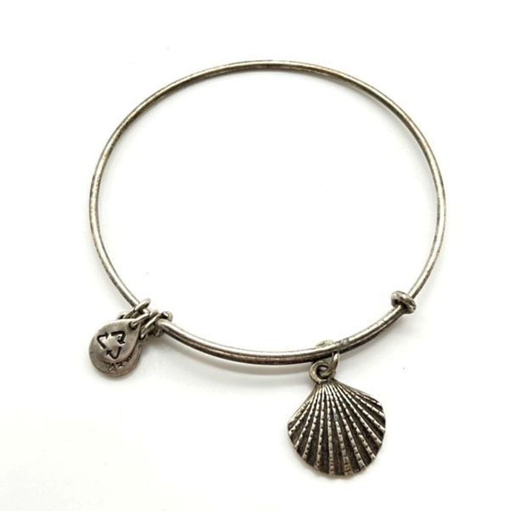 Alex and Ani shell nautical marine ocean silver tone bangle bracelet